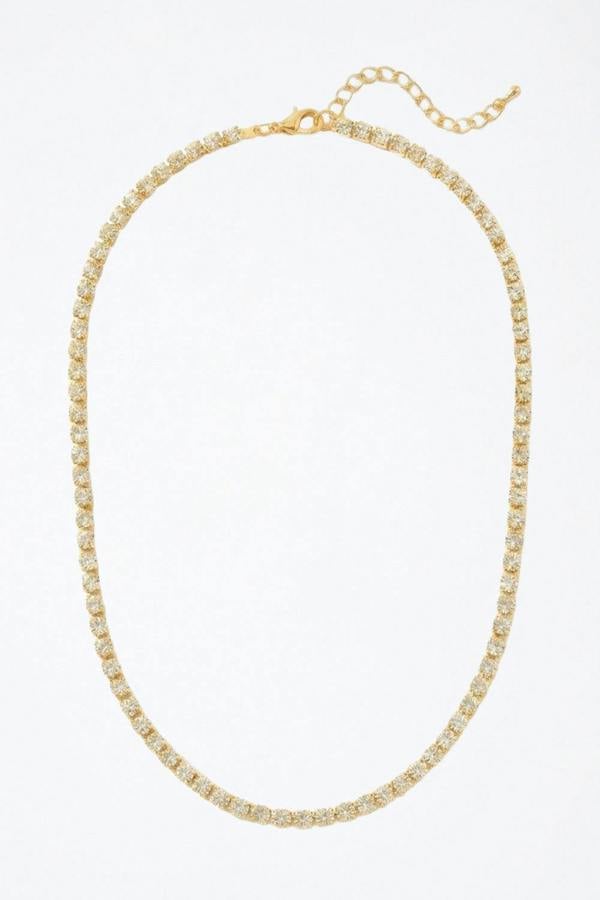 18K Gold Plated Diamond Tennis Necklace