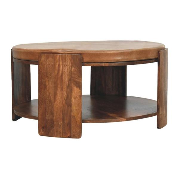 Artisan Furniture Solid Wood Savoy Leather Coffee Table