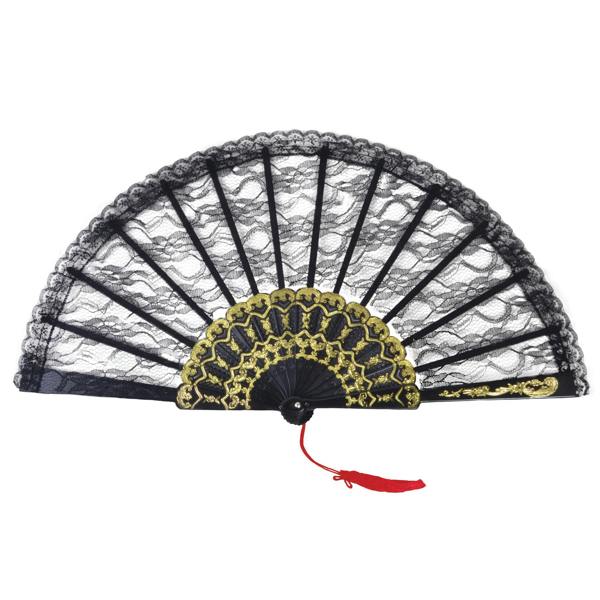 Bristol Novelty Lace Fan - Black - 
