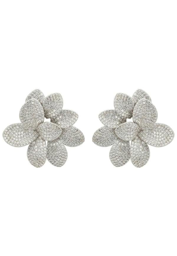Amaryllis Flower Large Stud Earrings Silver - LATELITA Earrings