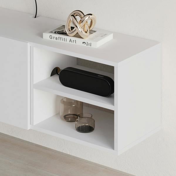 Decortie Modern Conrad TV Unit up to 50 Inch TVs 2 Soft Close Door Entertainment Centre 140cm Living Room Easy Assembly
