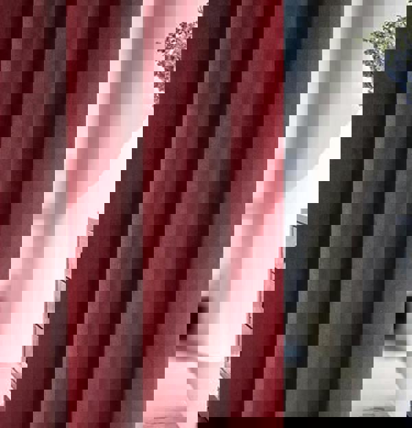 Enhanced Living Red 100% Blackout Luxury Supersoft Velvet Thermal Tape Top Curtains for Living Room & Bedrooms