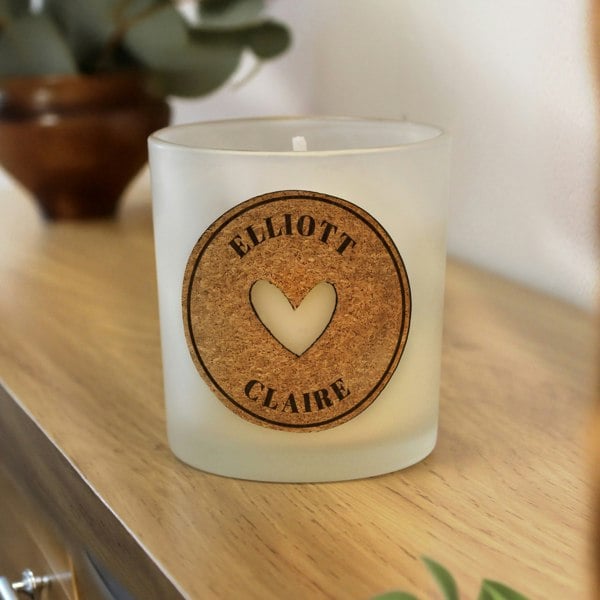 Personalised Memento Company Personalised Heart Cork Label Candle Jar