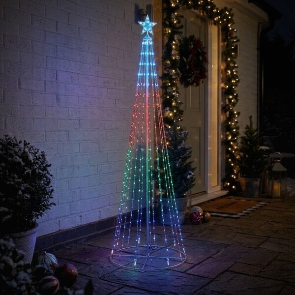 Garden Greatness Miniature Digital Lit Pyramid Tree with Multi-Colour Lights