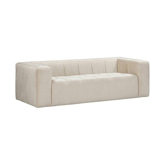 Wyld Haus Tibet Cosy Natural Fabric Upholstered Block 3 Seater Sofa