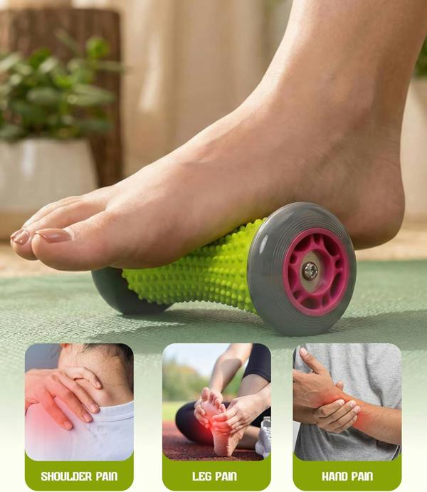 ROMIX Foot Massage Roller and Spiky Massage Ball Set, Deep Tissue Massage Tools for Feet, Hands, Arms and Legs