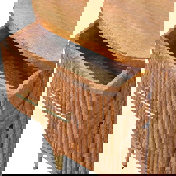 Artisan Furniture Solid Wood Ribbed Bedside with Brass Accents