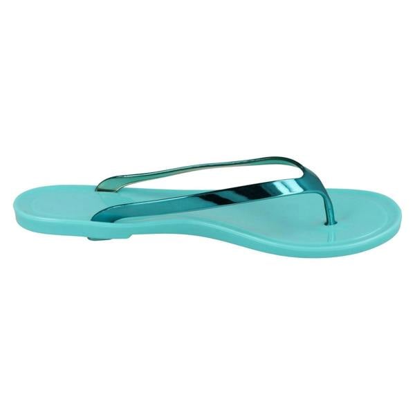 Spot On Ladies Spot On Flat Metallic Toe Post Jelly Sandals