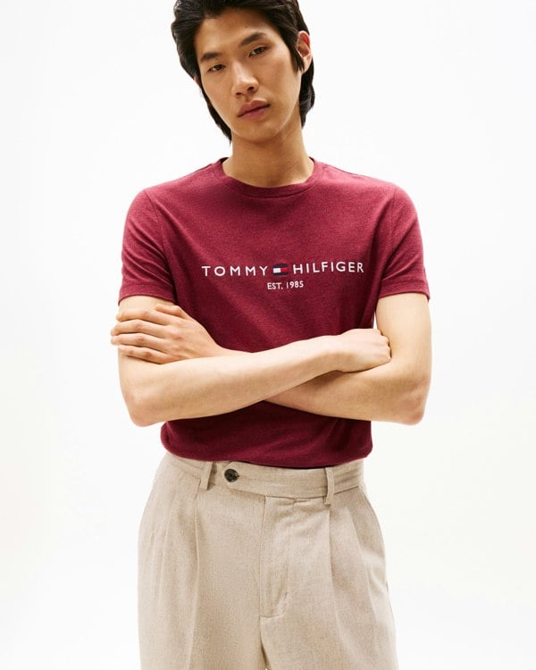Tommy Hilfiger Tommy Logo Basic Mens T-Shirt - Deep Rouge Heather