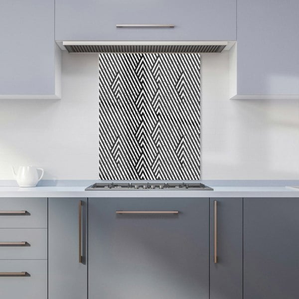 Warren Reed - Designer Oblique Black Grunge Pattern Kitchen Splashback