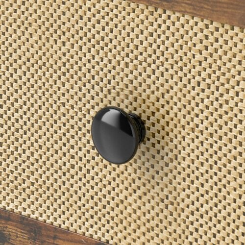 Wyld Haus Mata Coyo Brown Industrial Bedside Table Wicker 2 Drawers