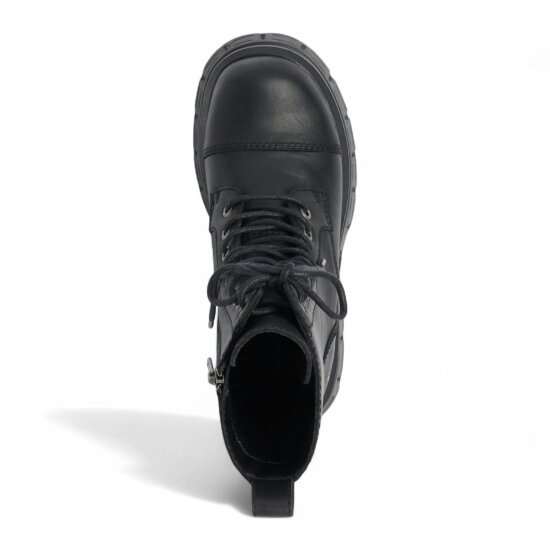 Windsorsmuth Screaming - Women's Black Mid-Calf Leather Platform Boots