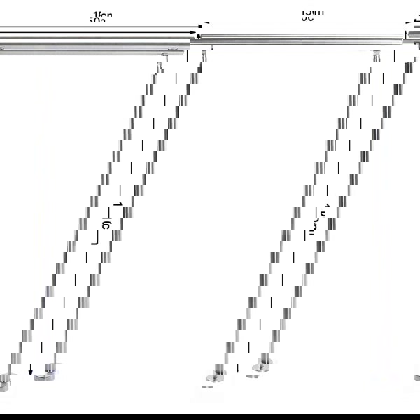 150cm Wide Silver Floor Mount Stainless Steel Handrail for Slopes and Stairs Garden Fences & Wall Hedges Living and Home Without Cross Bar