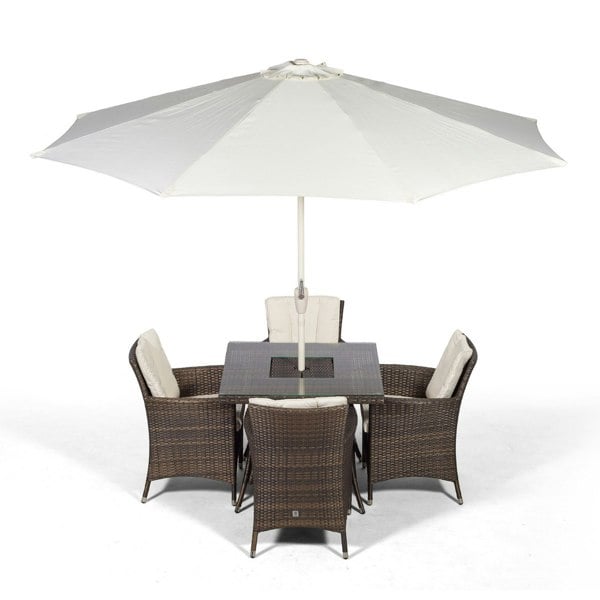Giardino Savannah Square 4 Seater Patio Dining Set with Ice Bucket Drinks Cooler