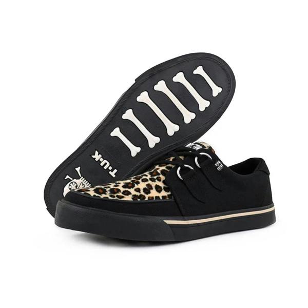 TUK Footwear TUK Pointed Creeper Sneaker Black Leopard Canvas Platform Shoes - A9180