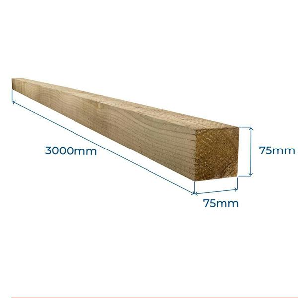 Snowdon Timber Treated 3x3" Fence Post (W) 75mm (H) 3.0m