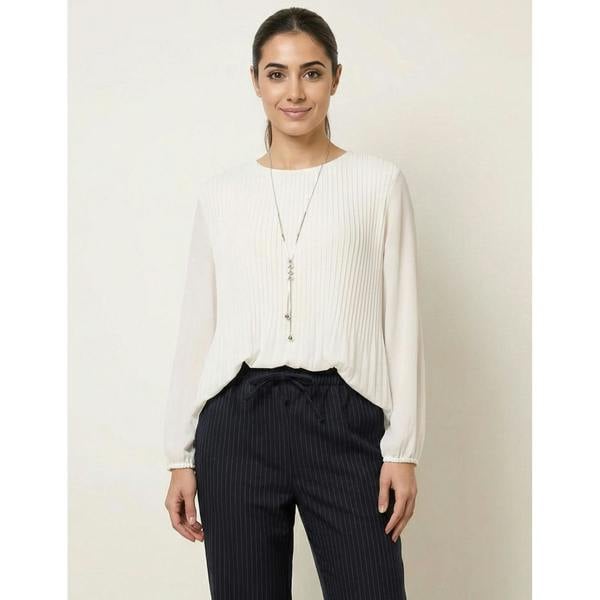 Blue Vanilla Long Sleeve Pleated Top