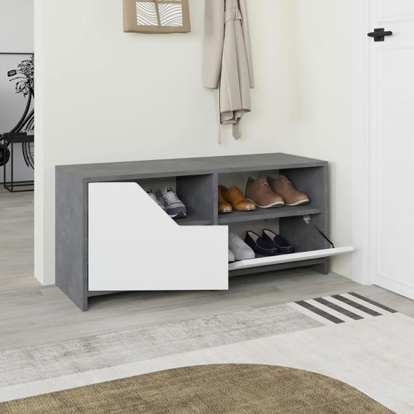 Decortie Modern Nexus Shoe Cabinet 105(W) 2-Door Storage and Open Shelf Space Saver Engineered Wood Hallway
