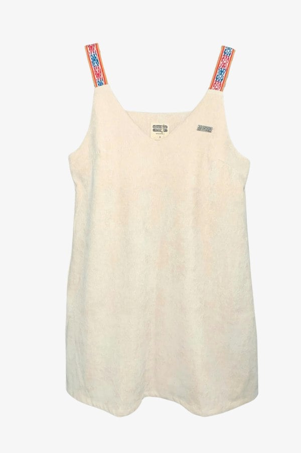 Handmade Stories Beige corduroy v neck dress