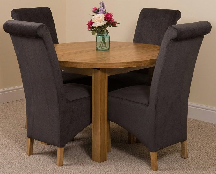That's Furniture Edmonton Round Extendable Oak Dining Set with Montana Fabric Chairs