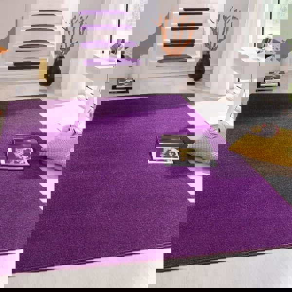 Modern Plain Purple Rug – Soft Short Pile