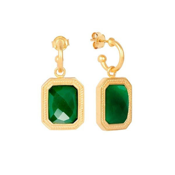 Lila Rasa Rectangular Emerald Green Crystal Hoops