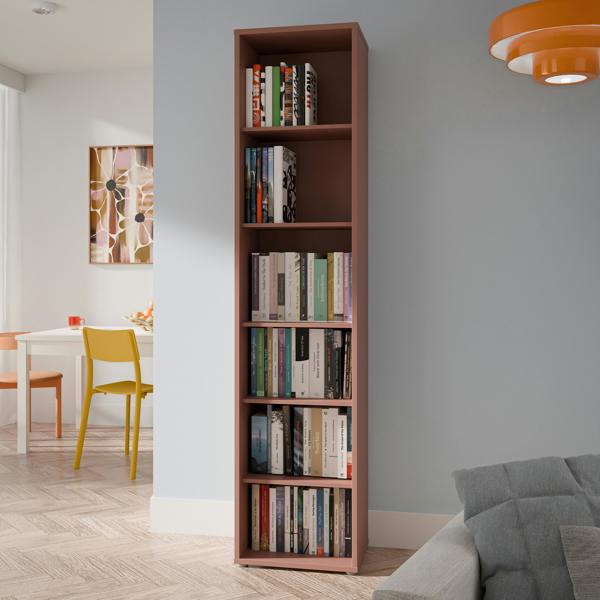 Furniture To Go Alice Springs Tall Narrow Bookcase with 5 Shelves in Terracotta