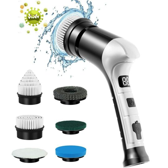 Havendro Electric Spin Scrubber Cordless Power Scrubber with 6 Replaceable Brush Heads