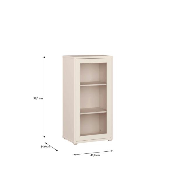 Furniture To Go Alice Springs Low Glass Fronted Cabinet with Push-to-Open Door in Sand