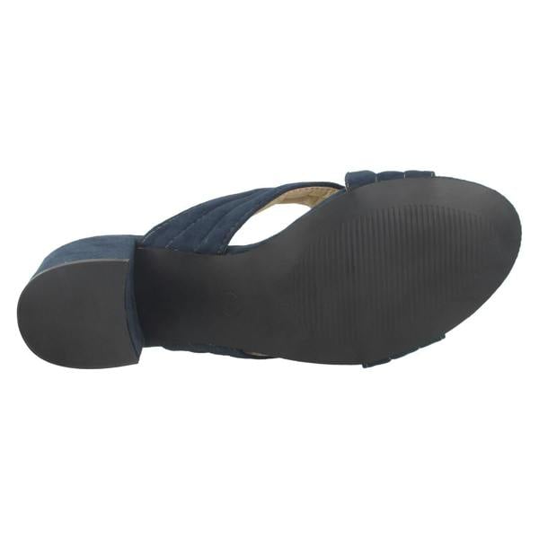 Anne Michelle Ladies Anne Michelle Mid Heel X Strap Vamp Mule Sandals