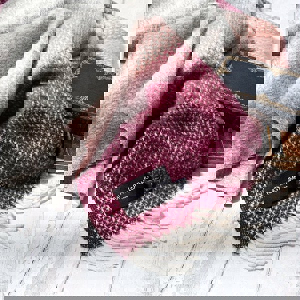 Evening Tales - Pure New Wool Blanket - Super Fluffy - Grey , Wine & Pink - Heating & Plumbing London - Throw