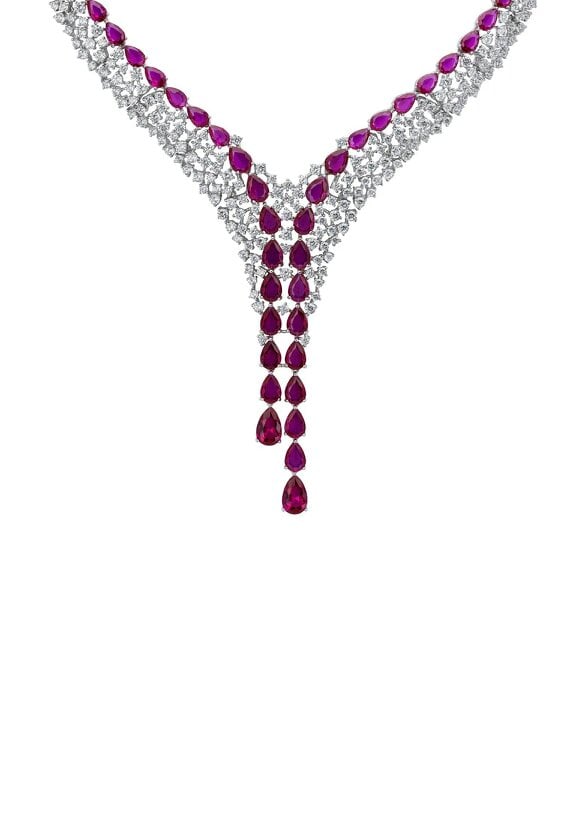 Latelita Baroness Statement Necklace Ruby Silver