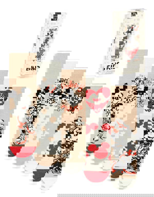 Disney Womens Beige Minnie Mouse Calf Socks Set of 5