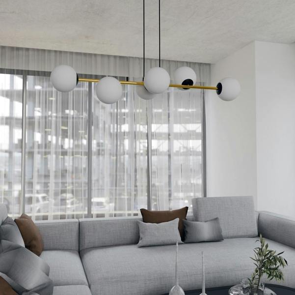Emibig GRAVITY Pendant lamp 6 x E14  Black, gold with White Shade