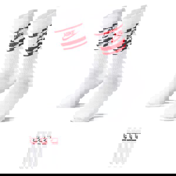 Nike Unisex Adult Sportswear Essential Everyday Crew Socks (Pack of 3) - White/Royal Blue - 