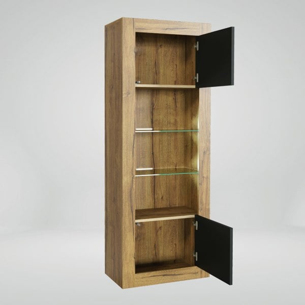 Mex Furniture Charming 170cm Modern Display Cabinet – Black Matt Doors with Free LED lights