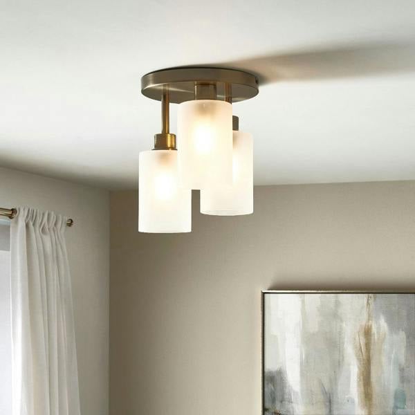 Pagazzi Lighting Kingsholm 3-Light Antique Brass Semi-Flush Plate