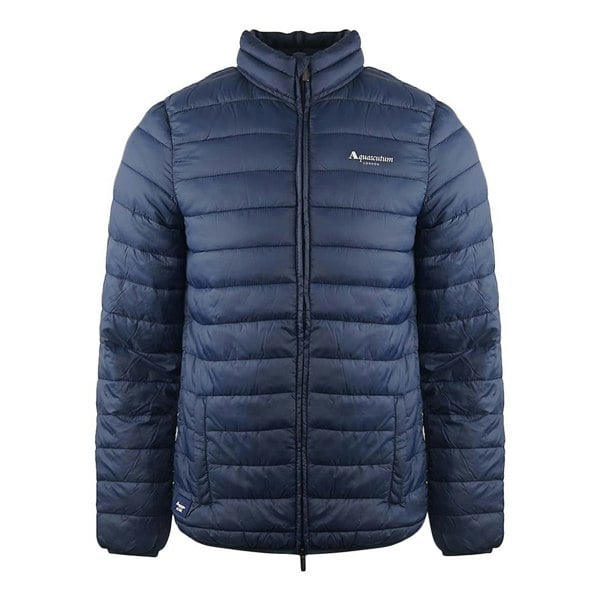 Aquascutum Mens Logo Padded Jacket - Navy Blue