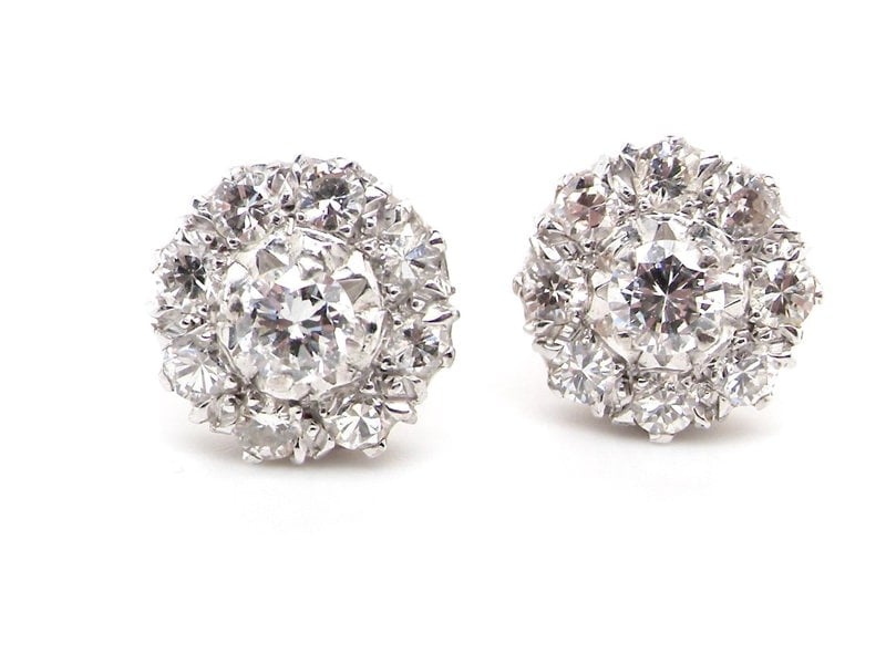 mid 20th century diamond earrings