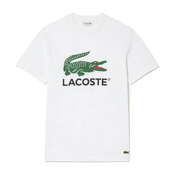 Lacoste Mens Crocodile Print Regular T-Shirt - White - 