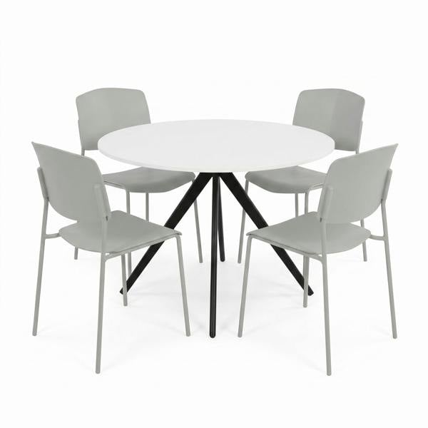Core Products Aspen Dining Set - White Round Table & 4 Academy Dining Chairs
