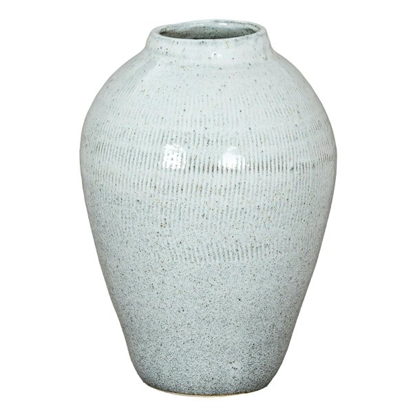 Wyld Haus Terravine Large White Olpe Ceramic Vase with Textured Finish
