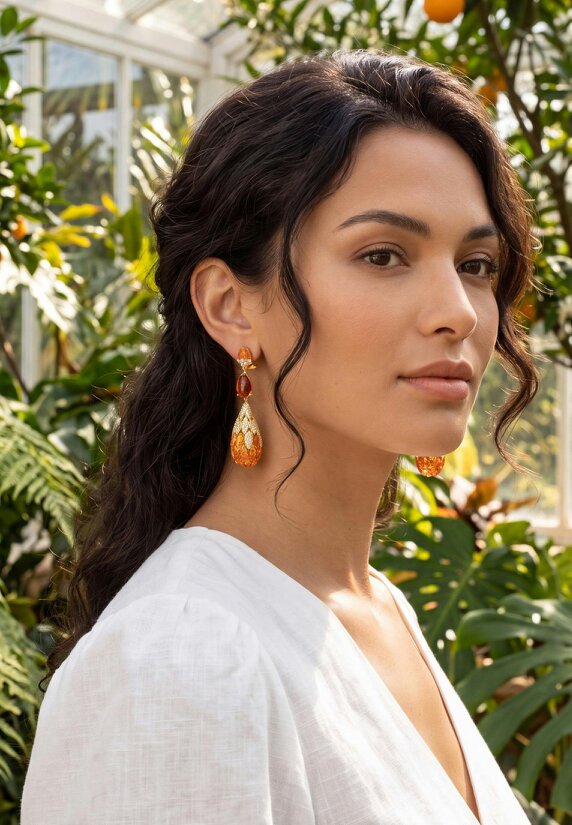 Latelita Carmen Fire Opal Drop Earrings Gold