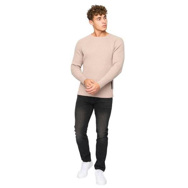 Crosshatch Mens Kramtax Knitted Raglan Pullover - Taupe - 