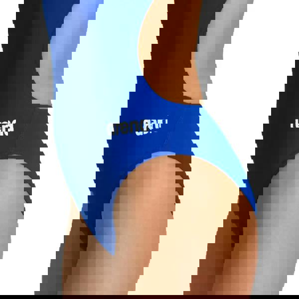 Arena Team Challenge Solid royal blue swimsuit with cutout and logo