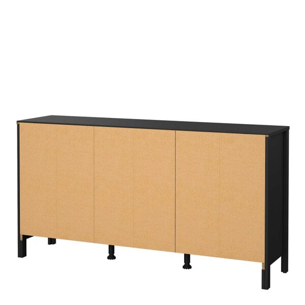 Wyld Haus Wildberry Matt Black Wooden Sideboard 2 Doors 3 Drawers Leather Handles