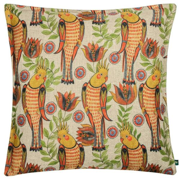 Wylder Akamba Tropical Cockatiel Cushion Cover - Orange - 
