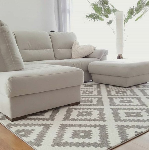 RugsX Sketch Rug - Grey & White Geometric Diamonds