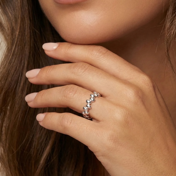 MUCHV Adjustable Beaded Ring in 18k Gold or Silver