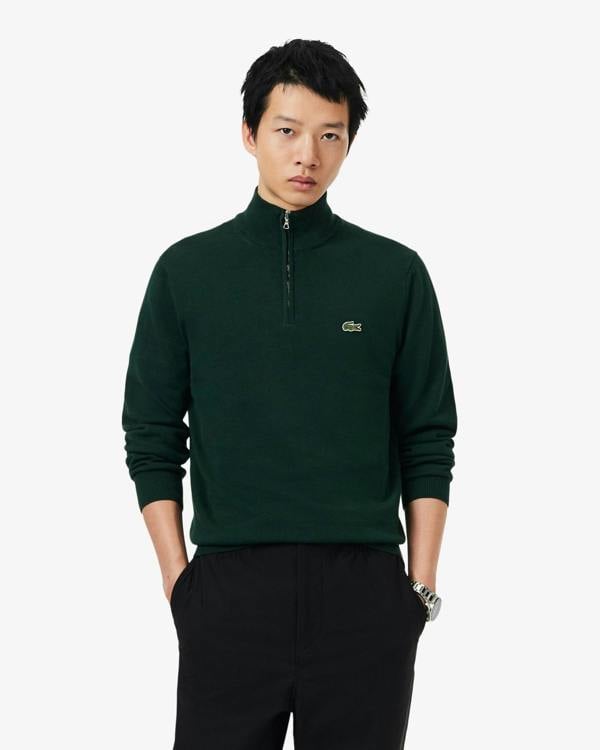 Lacoste Half Zip Logo Mens Sweatshirt - Sinople YZP | CHO | Designer Mens Half Zip Sweatshirts